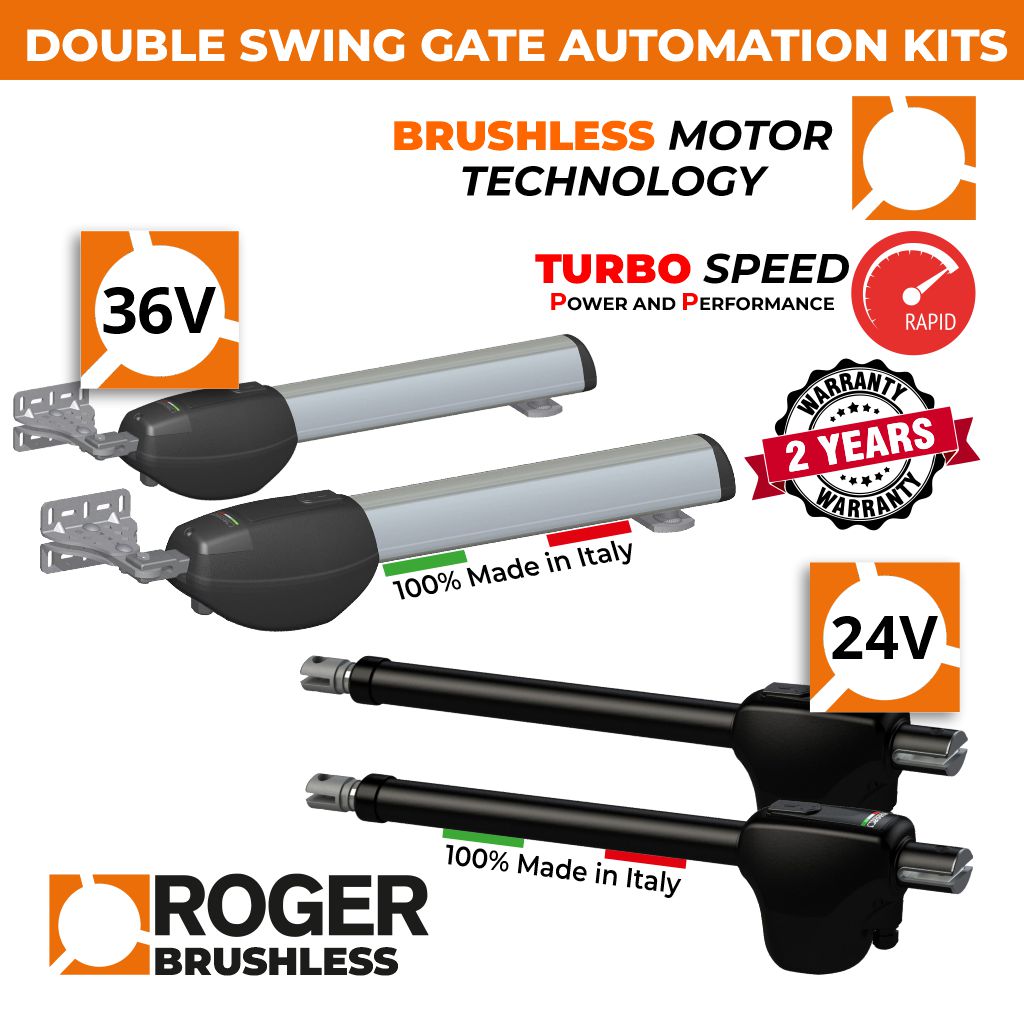 Brushless Gate Automation | Double Swing Opener Kits with BRUSHLESS Motor Technology