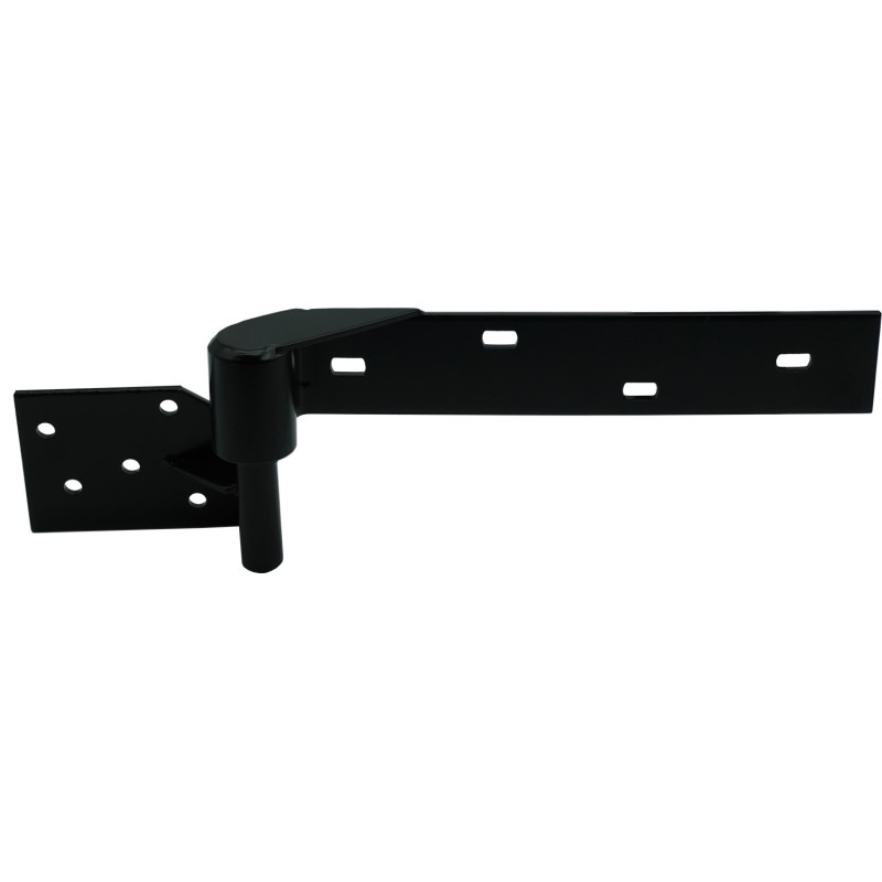 Left and Right Side Heavy Duty Rising Gate Hinges with Support Bracing. Satin Black Powder-Coated Heavy Duty Rising Gate Hinges |  Lifting or Uphill Rising Hinges for Double Swing Driveway Gates