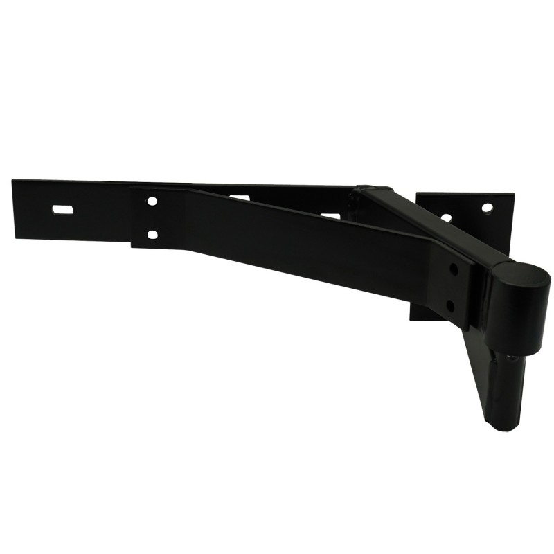 Right Side Heavy Duty Rising Gate Hinges with Support Bracing. Satin Black Powder-Coated Heavy Duty Rising Gate Hinges |  Lifting or Uphill Rising Hinges for Swing Driveway Gates