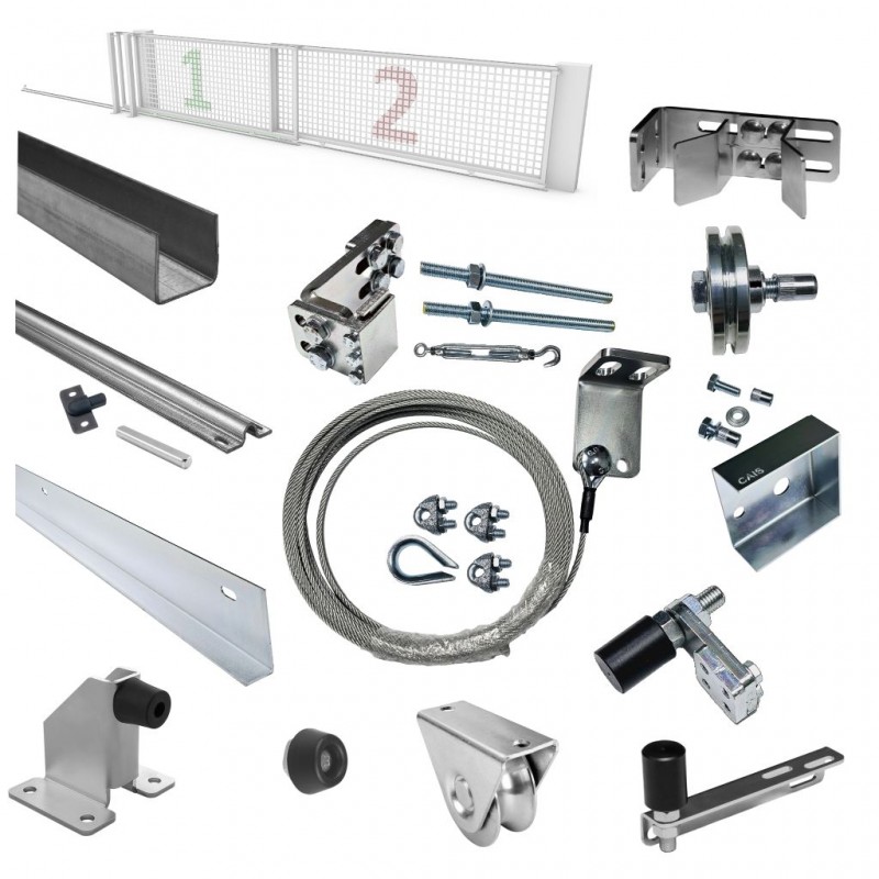 5m Telescopic Sliding Gate Hardware Complete Kit With Track, Wheels, Cable, Cover for Cable and More (TWO-Part Sliding Gate Hardware Set)  Made in Europe by CAIS German Steel