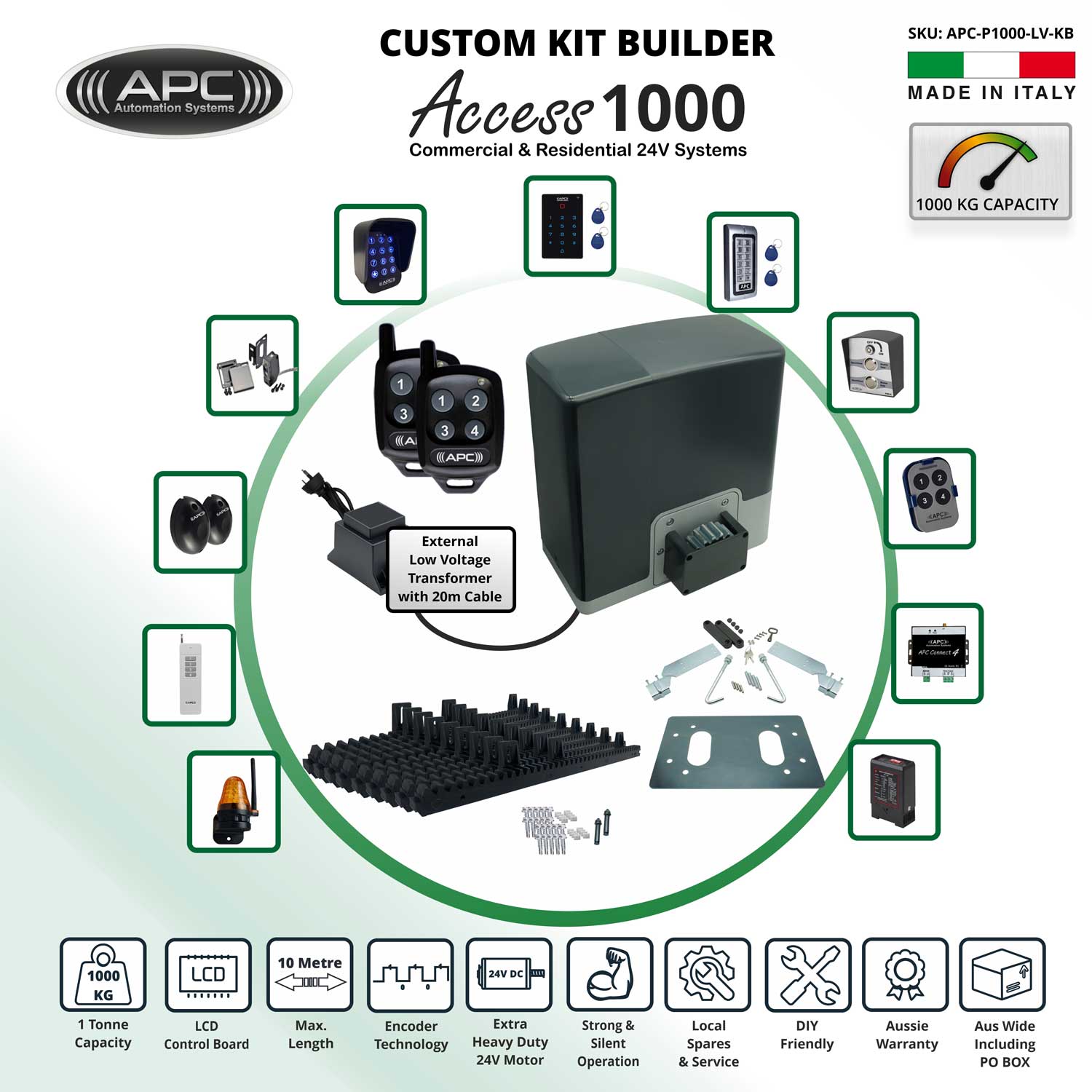 Automatic Electric Sliding Gate  Proteous 1000 Extra Heavy Duty FEATURE RICH Sliding Gate Opener Kit