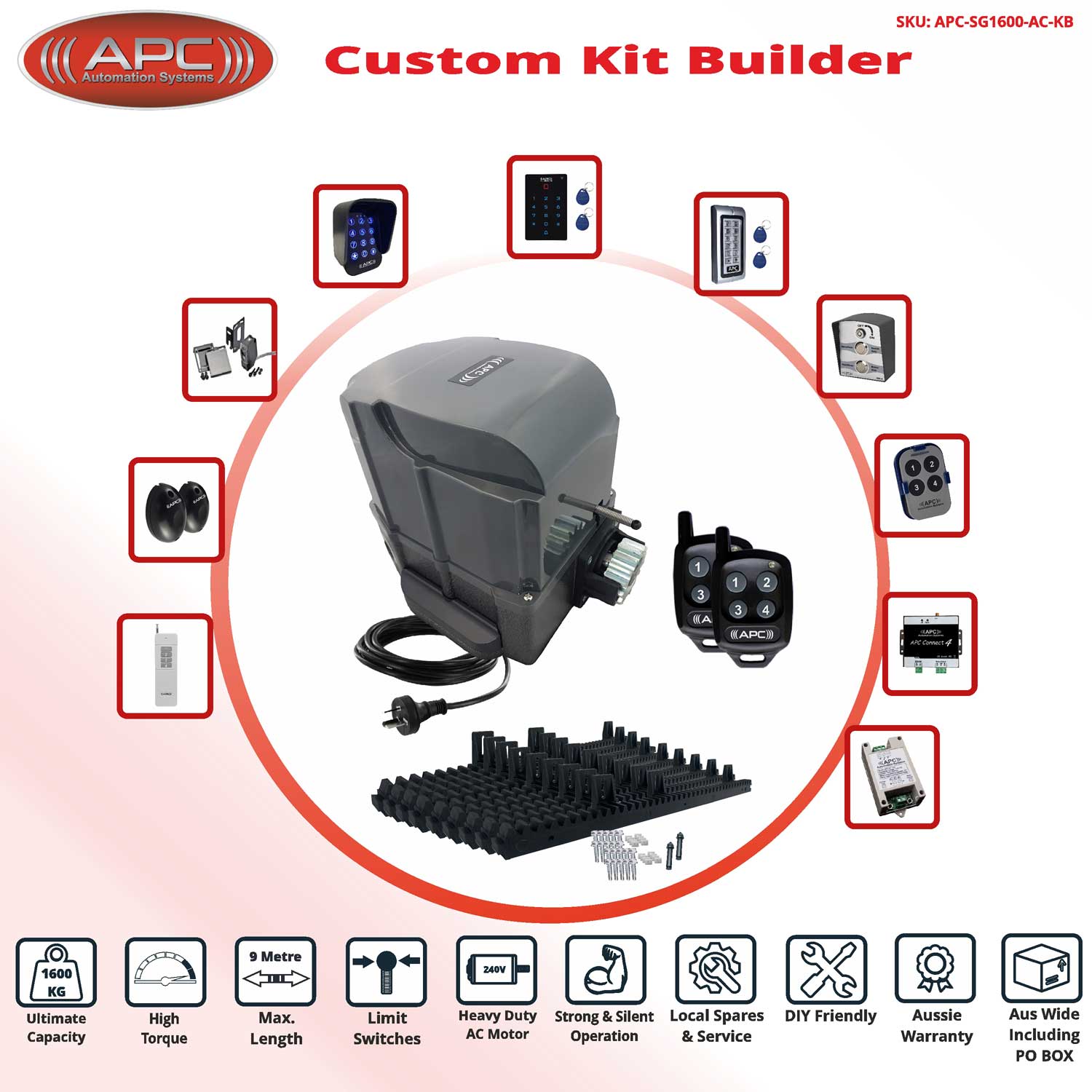 Build Your Own Sliding Gate Opener Kit with APC-SG1600-AC Heavy Duty 1600KG System