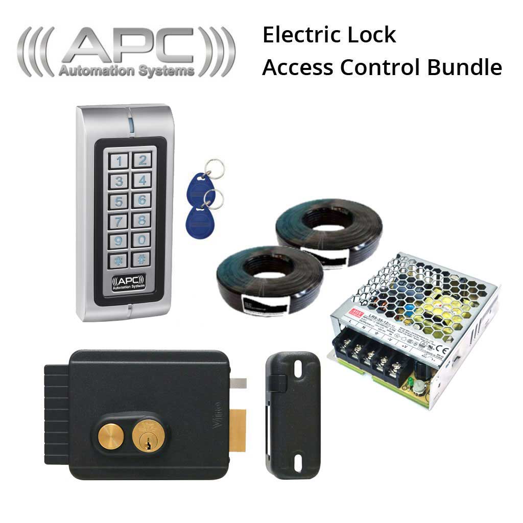 Keypad Access Control Bundle with Front Door OR Gate Electric Lock Italian Made Viro V97 With Push Button, Galvanized and Anthracite Metallic Painted Steel