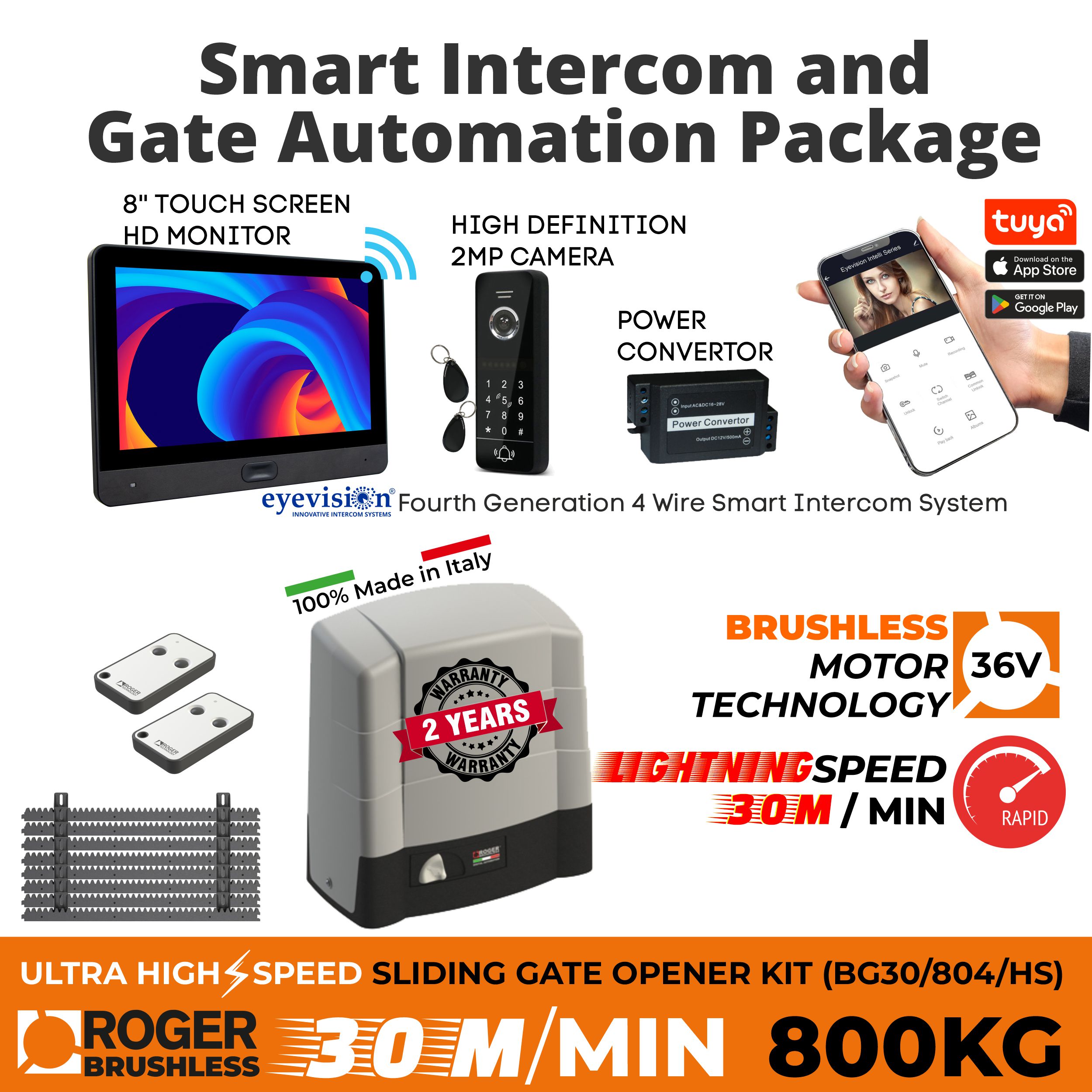 Sliding Gate Opener, Brushless Electromechanical Sliding Gate Motor, Ultra High-Speed 44 cm/s, 400 KG