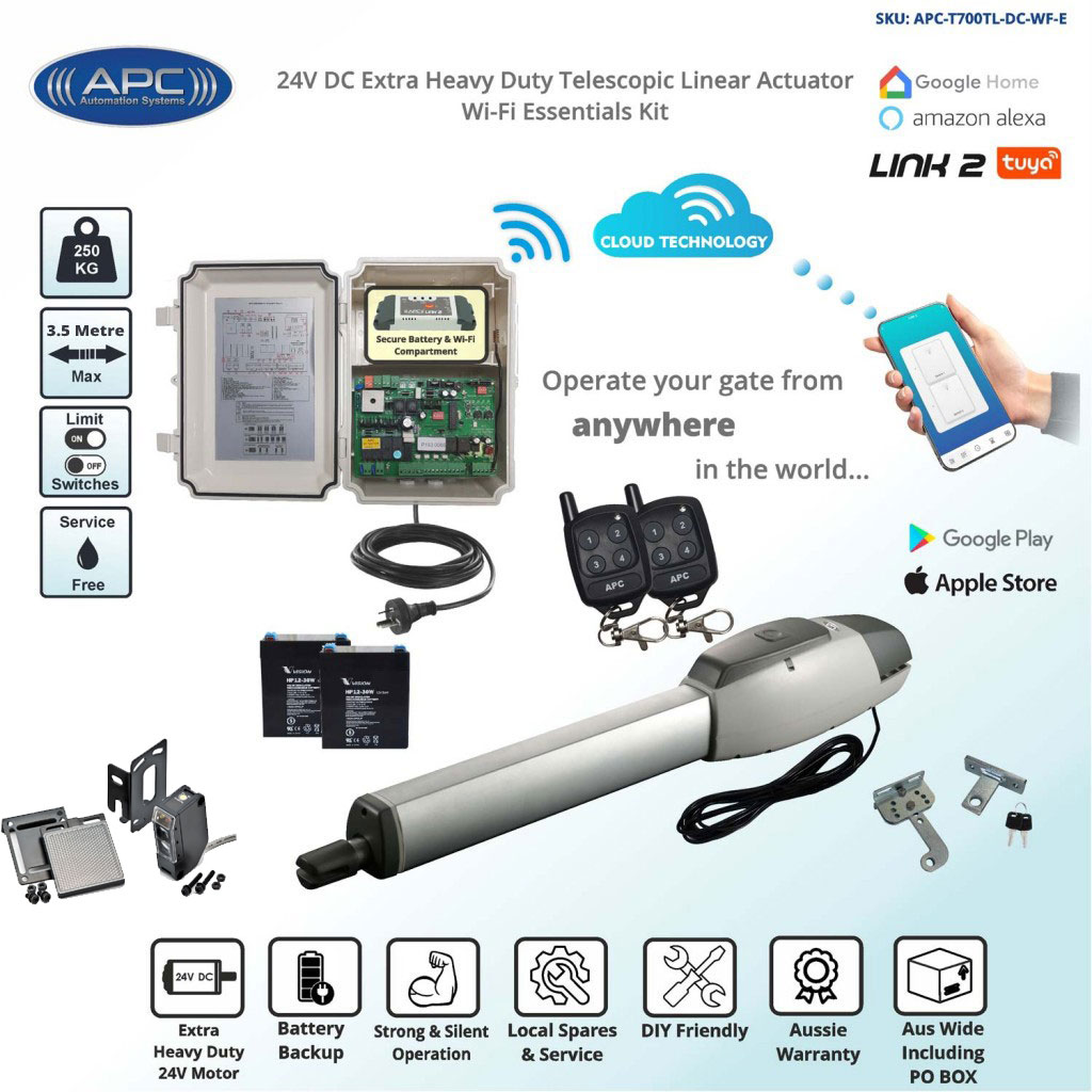 Gate Automation Kit with Robust Cast Alloy Casing and Magnetic Limits, Single Swing Gate Opener