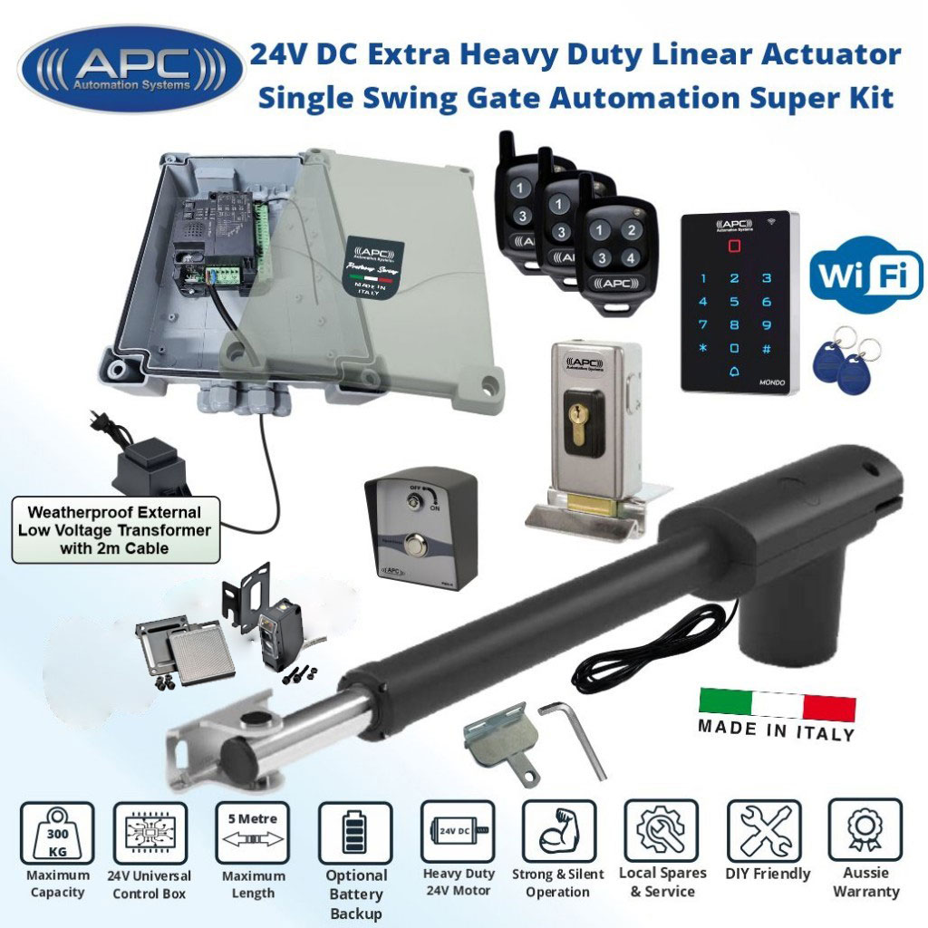 Single Swing Driveway Gate Opener WiFi Keypad APP Controller Automatic Electric Gate Kit