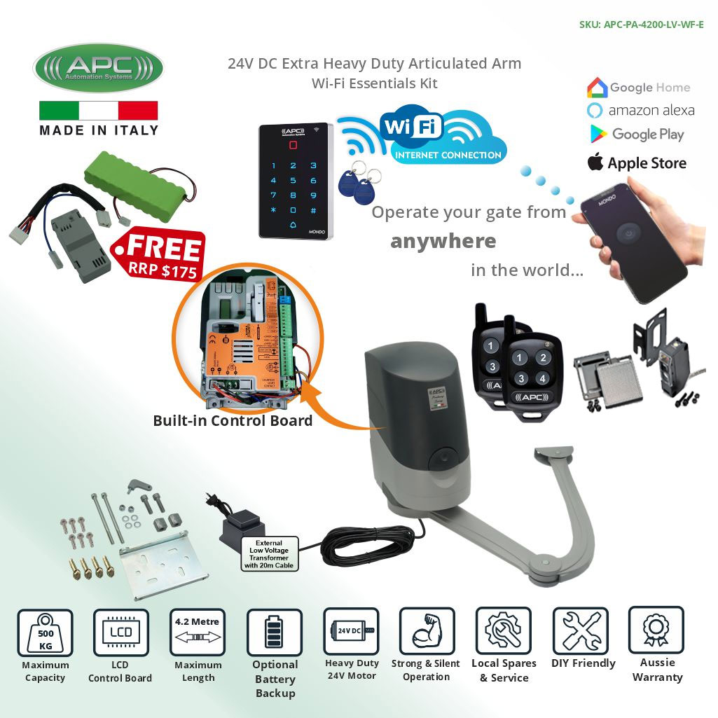 Proteous PA-4200 Heavy Duty Linear Actuator, Single Swing WiFi Gate Automation