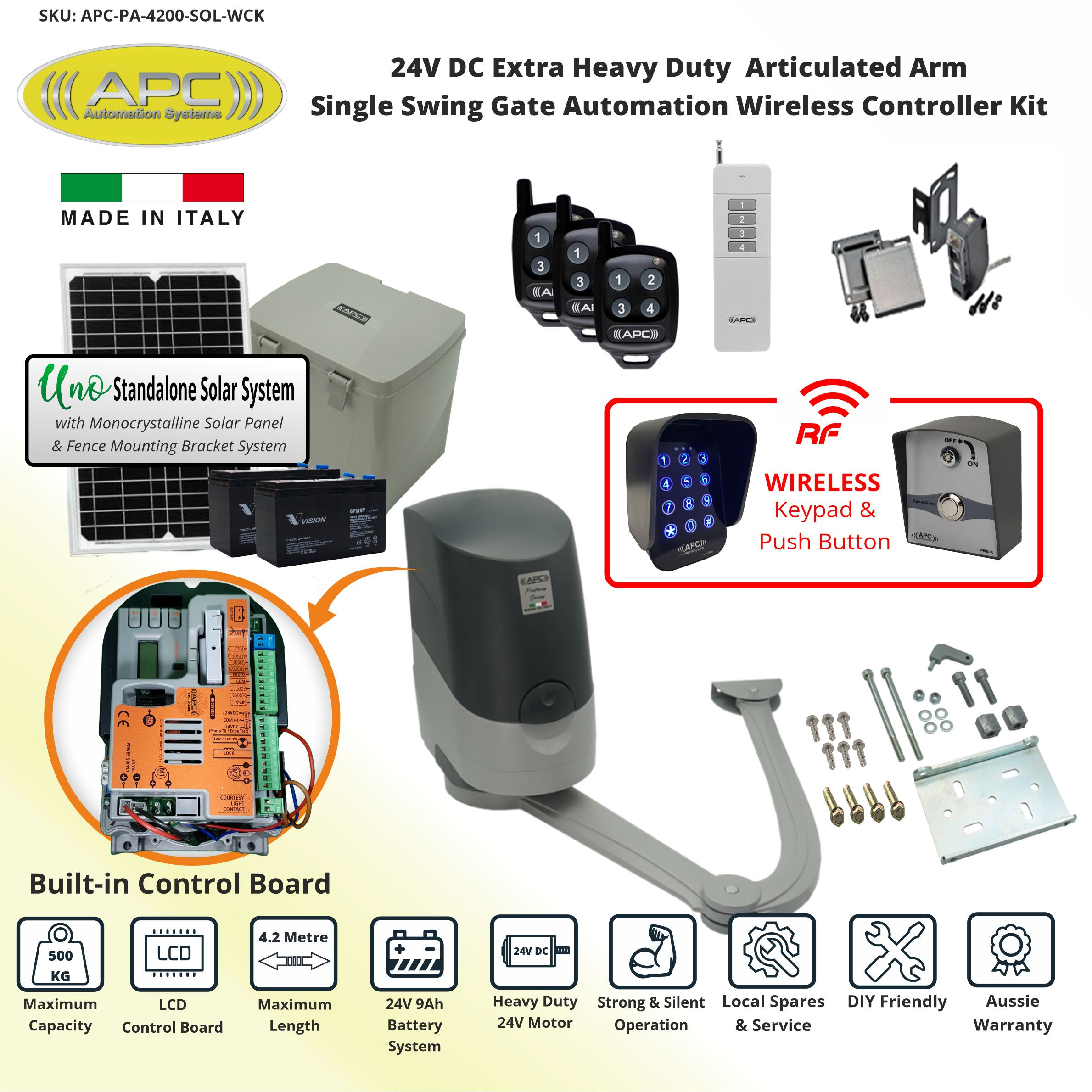 Single Swing Solar Powered Gate Opener