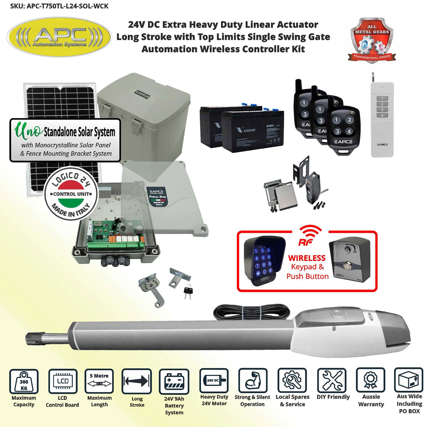 Solar Powered Gate Opener Wireless Controller Kit