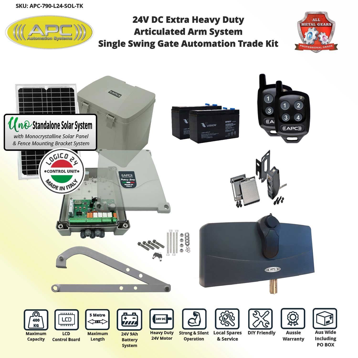 Single Swing Solar Electric Automatic Gate Opener