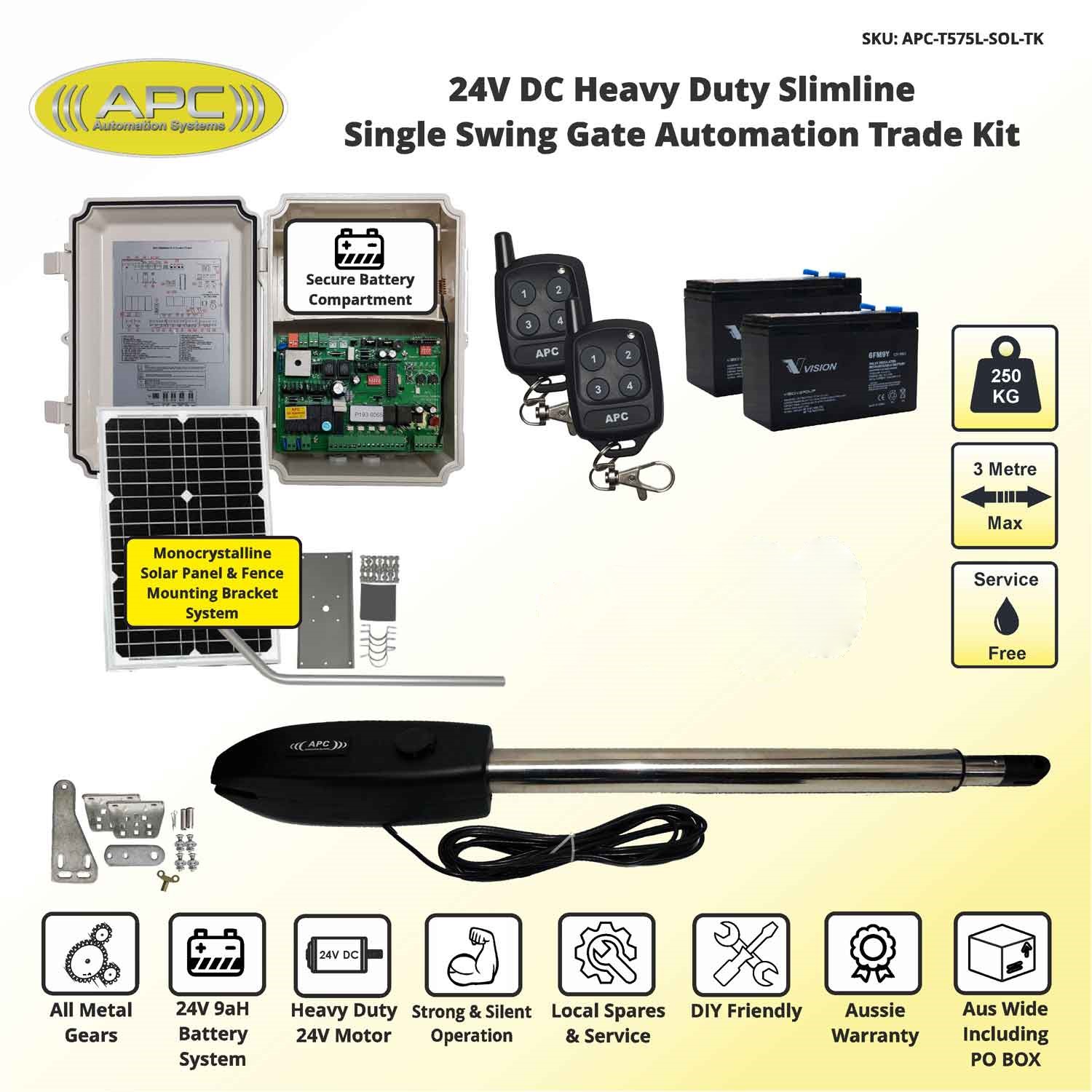 Single Swing Solar Electric Gate Opener
