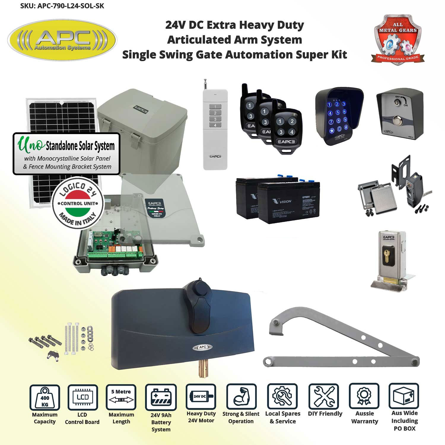 Single Swing Solar Electric Automatic Gate Opener