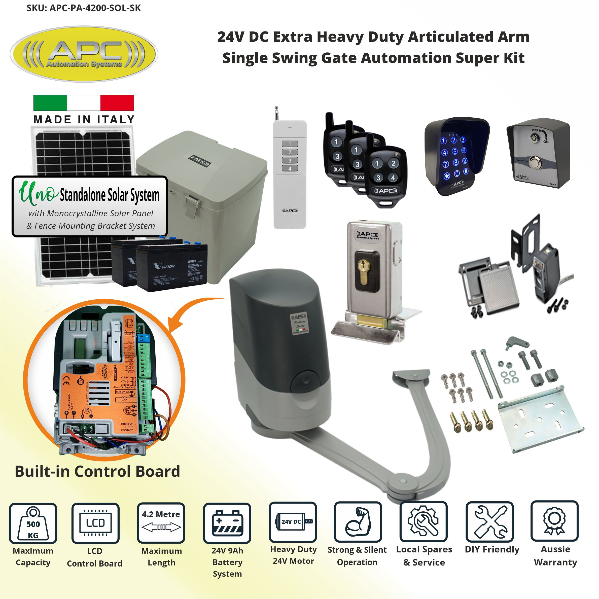 Single Swing Solar Powered Gate Opener