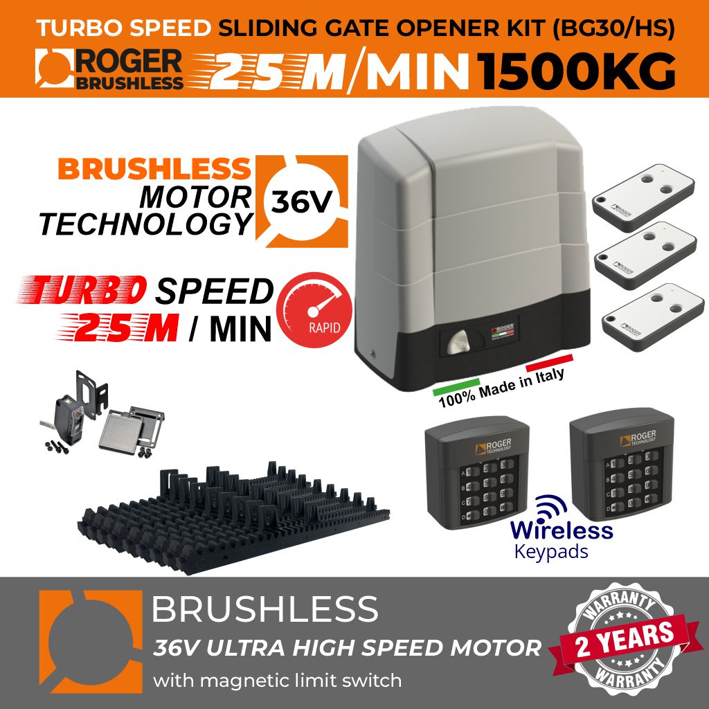 Roller Gate Opener, Brushless Electromechanical Sliding Gate Motor, Ultra High-Speed 42 cm/s,  1500 KG