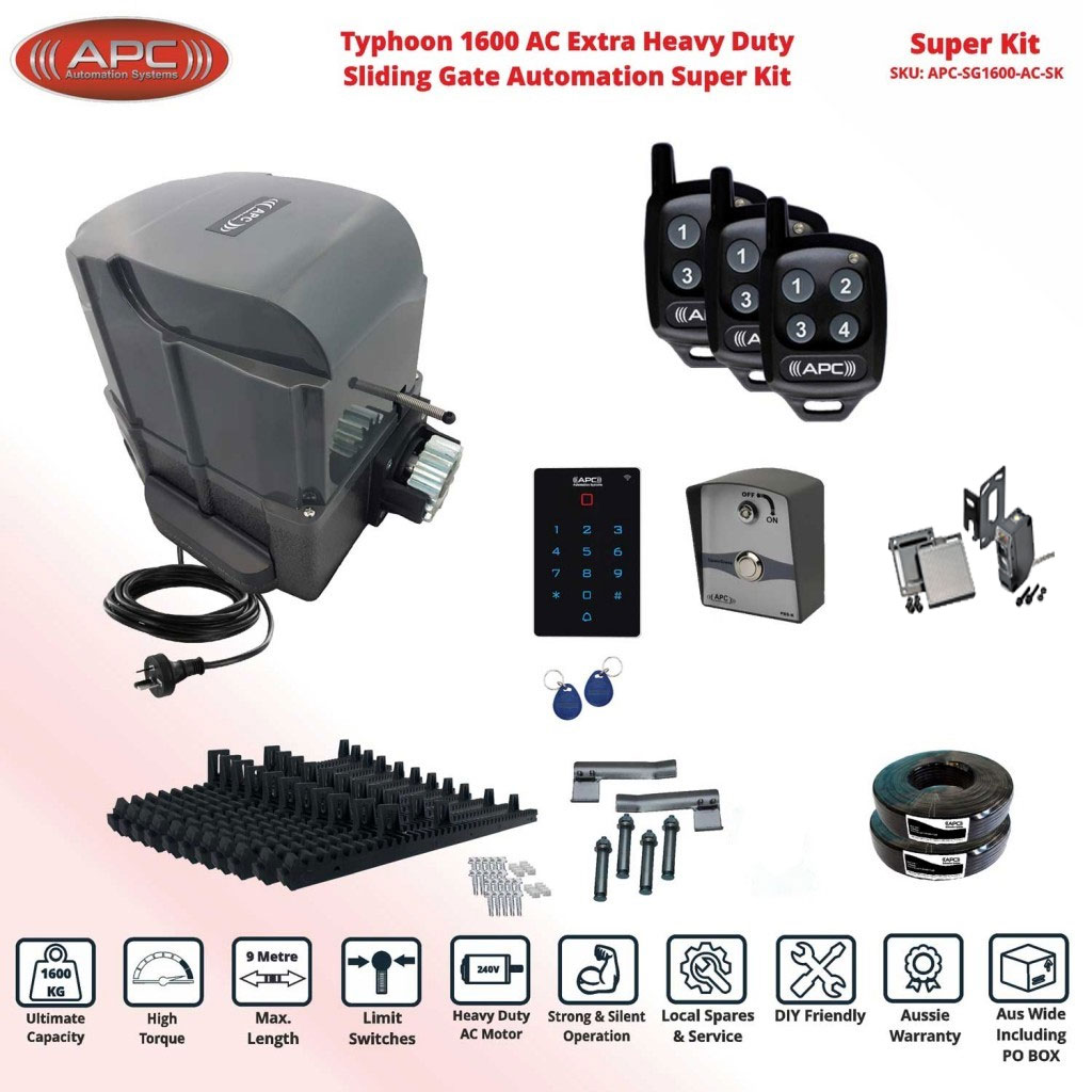 APC Electric Gate Automation, Automatic Sliding Gate Openers, Electric Gate up to 1600kg and 9m capacity, Spring Limit
