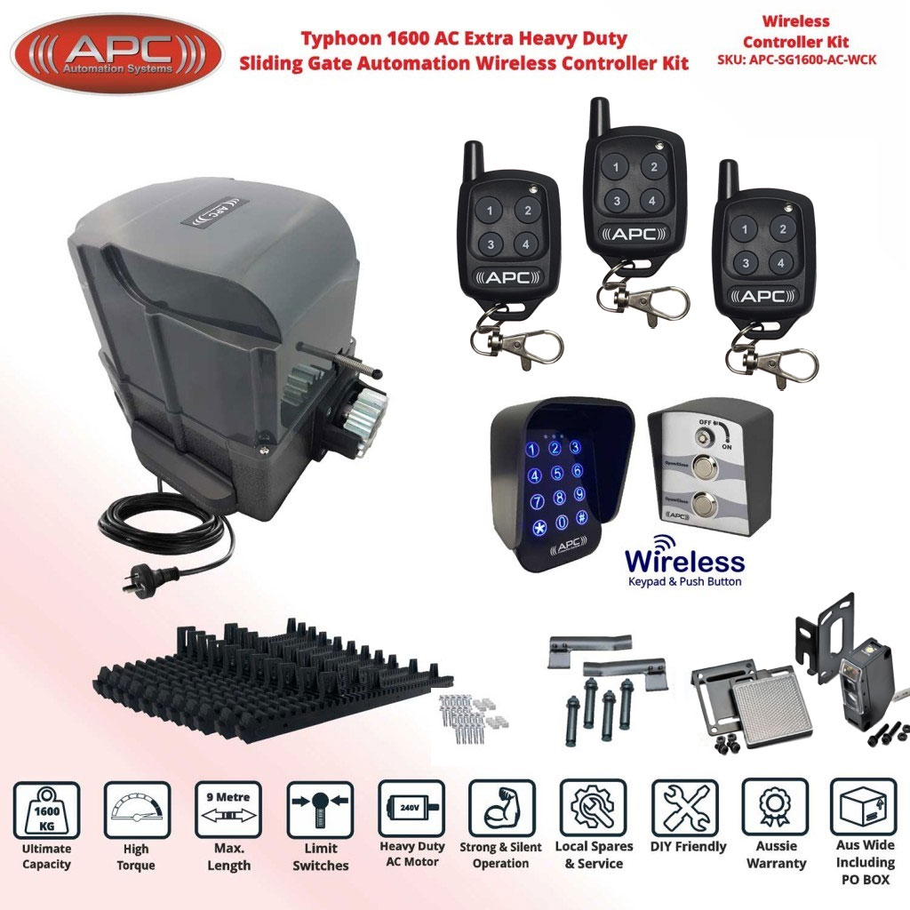 APC Electric Gate Automation, Automatic Sliding Gate Openers, Automated Gate Wireless Controller System DIY Kit With Spring Limits