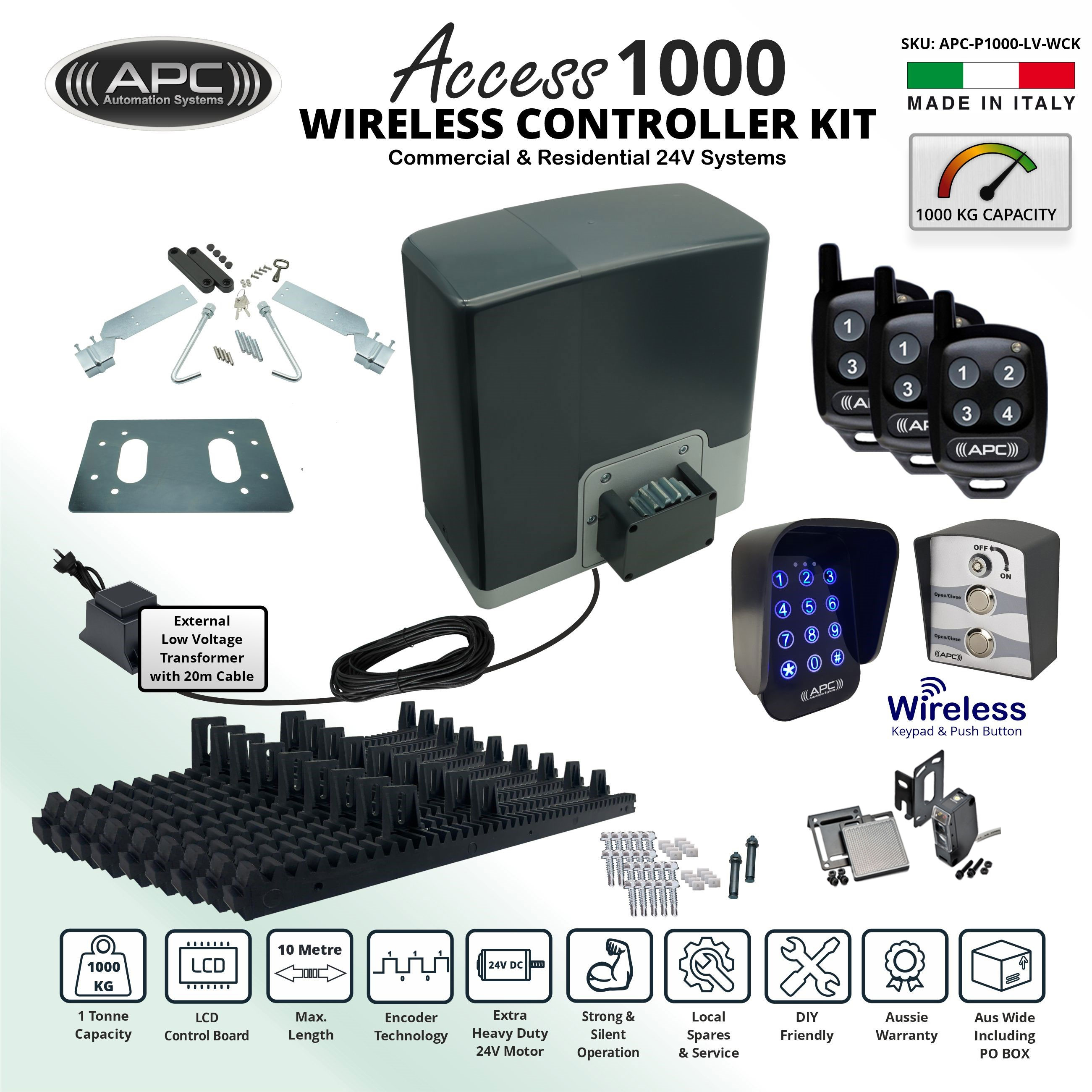 Electric Sliding Gate Kit Proteous 1000 Extra Heavy Duty FEATURE RICH Sliding Gate Opener Kit