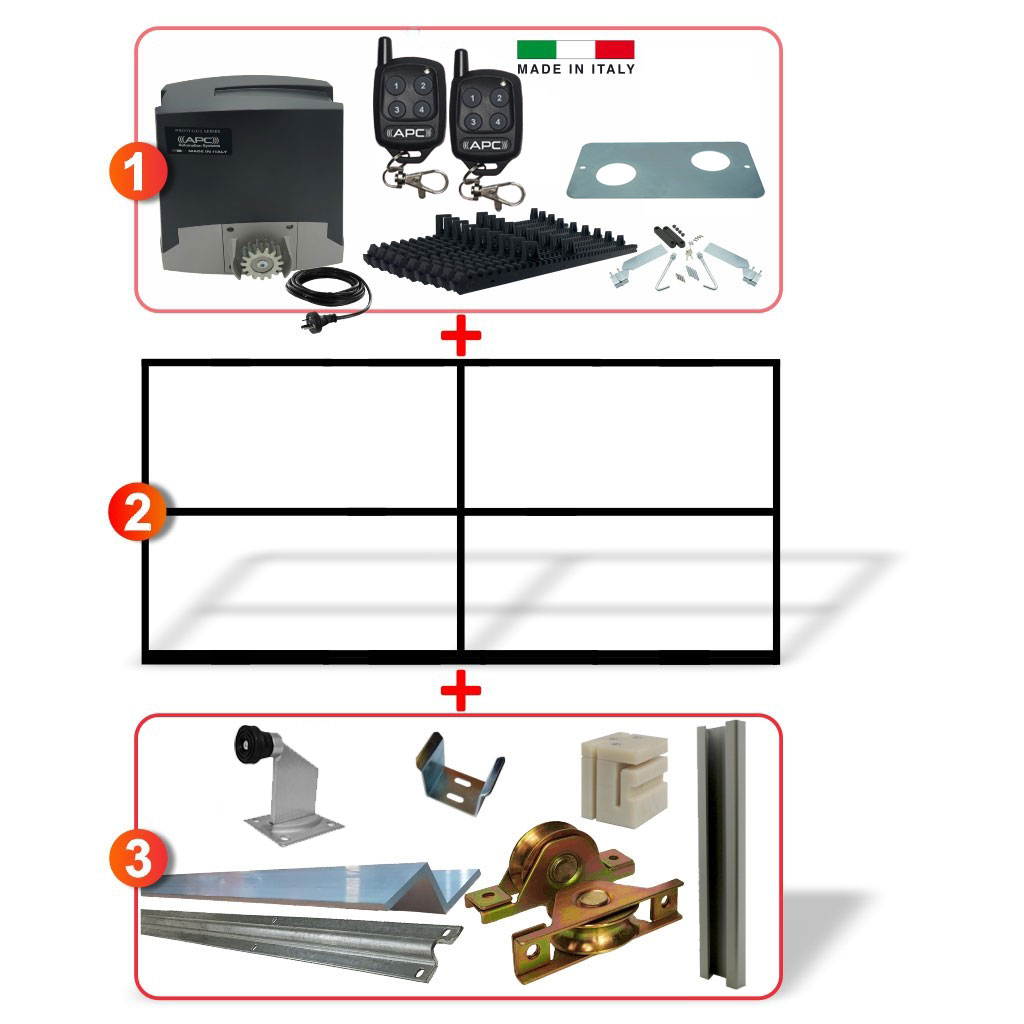 3.5m Gate Frame Including Sliding Gate Hardware + Heavy Duty 500kg Sliding Gate Opener System