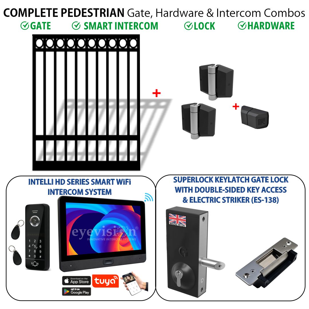 complete pedestrian gate package, designed for security, durability, and convenience