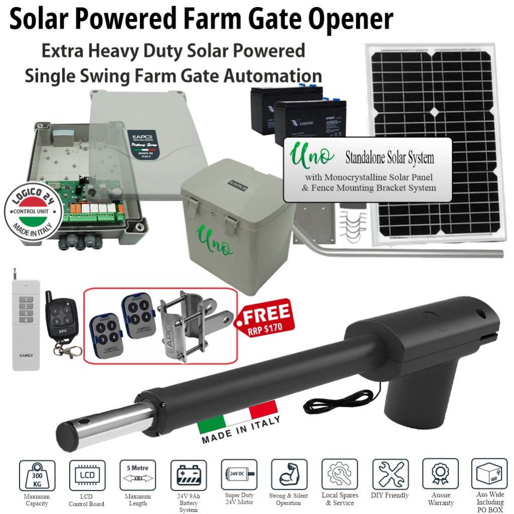 Solar Electric Automatic Farm Gate Kit. Solar Panel Electric Remote Control Motorized Gate System, Driveway - Farm Gate Automation