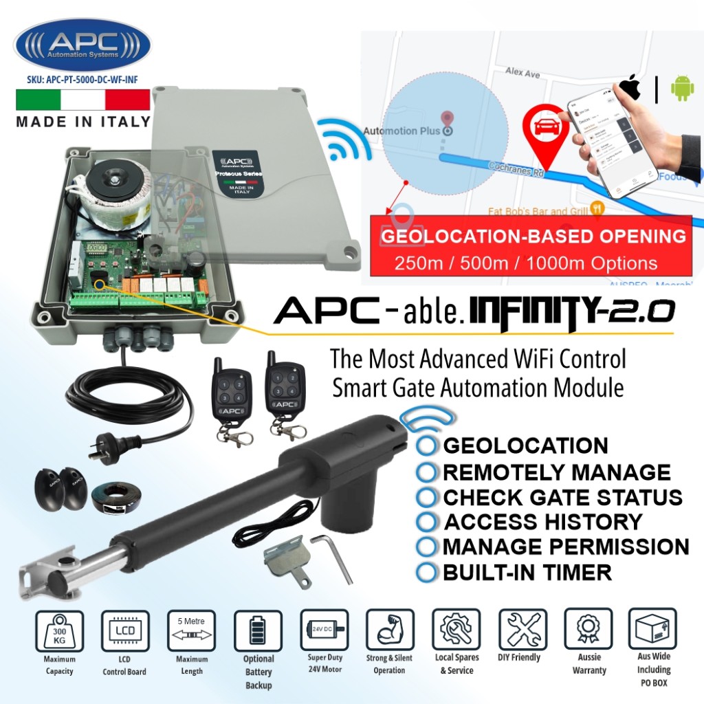 Single Swing Gate Automation, Remote Control APC Proteous PT-5000 Automatic Electric Gate Opener System