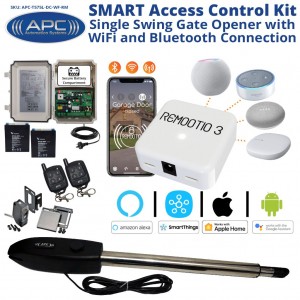 Driveway Gate Opener, Single Swing Gate Automation Kit, Single Swing Gate Opener with Remootio 3 Smart Gate Access Control with Smartphone APP
