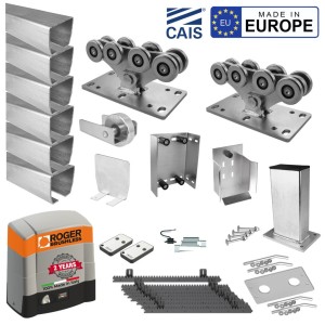 11 to 13 Meter Cantilever Sliding Gate Hardware with 2200kg 36V Italian-Made Roger Technology Brushless Sliding Gate Automation Kit for Commercial Cantilever 11 to 13m Gate  | Hot-Dipped Galvanised German Steel Cantilever Gate Hardware Made in Europe by CAIS and Super Intensive Use, 2200KG 36V Brushless Sliding Gate Automation, 100% Italian Made by Roger Technology