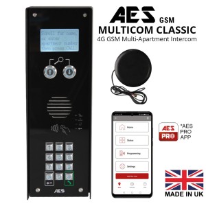 4G GSM Multi-Apartment Audio Intercom, Keypad and EM Swipe Tag Reader and Control over the intercom with the Smartphone APP | No need to wire to apartments | Calls up to 1000 apartments from a single SIM card.