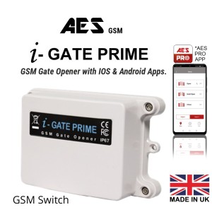 i-GATE Prime - GSM Gate Opener with IOS and Android Apps (4G/VoLTE Compatible). Advance 4G GSM Switches. Made in UK by AES