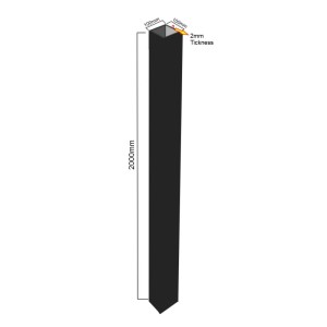 100x100x2000mm Post incl Post Cap | Black Powder Coated Steel Post with Galvanised Steel Post Cap