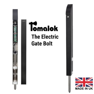 Motorized Electric Drop Bolt Lock | Electric 24V Drop Bolt With Industry Leading 150 mm Throw / Travel Distance |Heavy-Duty Stainless Steel Black Powder-Coated Electric Drop Bolt for Swing Gates, 150mm Stroke, 20mm Diameter Stainless Steel Pin, Inbuilt Battery Backup | The Electric Gate Bolt - Tomalok