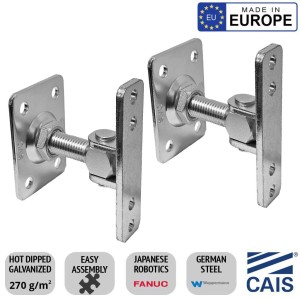 Pair of Bolt-On/Bolt-On, Adjustable Hinge With Plates, Fixed, CAIS EDGE 20 Galvanized Gate Hinge | No weld required