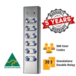 APC Australian Made Vandal Proof Slimline Keypad with 5 Years Warranty| Universal 12V-24V DC Keypad |Controls Two Gates / Doors Independently. Extremely Strong Keypad & Weather Resistance. Suitable for Indoor and Outdoor Use.