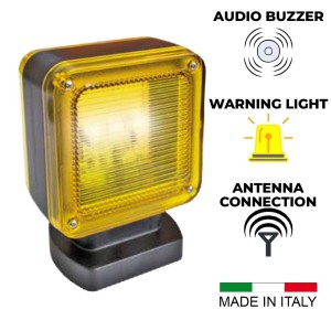 Universal Flashing Warning Lights With Buzzer and Antenna Connection | Universal LED flashing light with integrated audio buzzer warning sound | Made in Italy | Rating IP65|