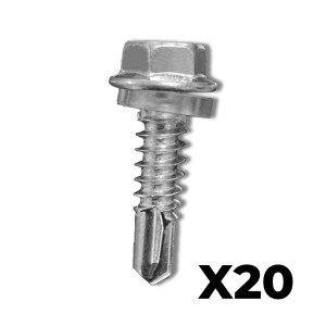 25mm x 6mm Hexagon Self-Drilling Tek Screws Zinc (20 Pack) – No Washers
