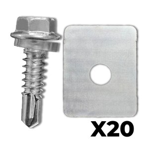 25mm x 6mm Hex Head Self-Drilling Tek Screws Zinc With Washers (20 Pack)