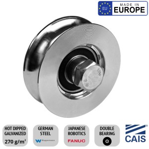 88mm Recess Mount Sliding Gate Wheel with Double Bearing. High-Quality, Strong Galvanised German Steel Rebate Gate Wheel Made in Europe by CAIS