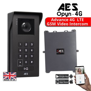 Direct to Smartphone Advanced 4G LTE GSM Video Intercom System With Call Button and Keypad | QR Code Access | Activity Log | Motion Detection | Two Relays | Google Home & Alexa Integration | 4G GSM Video Door Bell, Secure Smart Access Control via Mobile APP and Keypad | Made in UK by AES