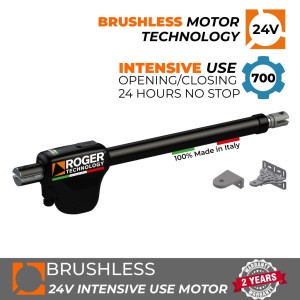 Roger Technology 24V Brushless Swing Gate Opener with Telescopic Arm, No Limit | Super Intensive Use | 100% Italian Made by Roger Technology MONOS4 for Swing Gate Automation System.