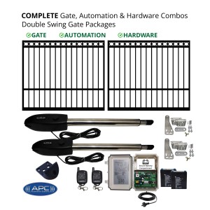 Ring Top Gates (2x 1.5m) with easy to install Linear Actuator Automation System, Gate and Gate Opener Combo