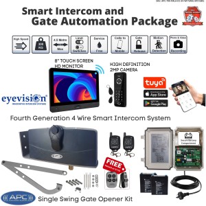 Smart Gate Automation Combo Single Swing Gate Opener with APC-790 Extra Heavy Duty Articulated System and HD Series Smart WiFi Intercom System