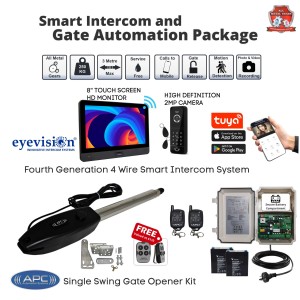 Single Swing Gate Opener with WiFi Intercom Combo Smart Gate Automation System