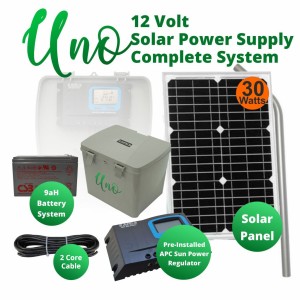 12 Volt Solar Power Supply System with 9aH Battery and 30 Watts Solar Panel. Complete Solar Power Solution for Gate Automation Systems