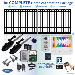 3M Ring Top Double Swing Gate and Automatic Gate Opener Kit with EasyInstall 2Wire Smartphone Intercom Combo