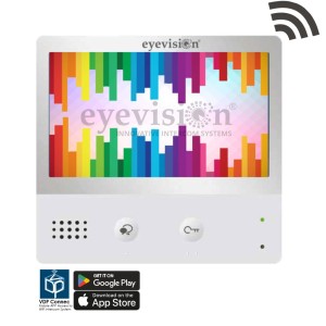 Two-Wire Video Intercom WIFI Monitor. Eyevision® EasyInstall 2Wire 7 Inch, Touch Screen Monitor with Wi-Fi Feature for Smartphone APP