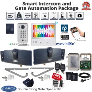 Smart Wifi Gate Automation Combo Double Swing Gate Opener with WiFi Intercom Smartphone Access System