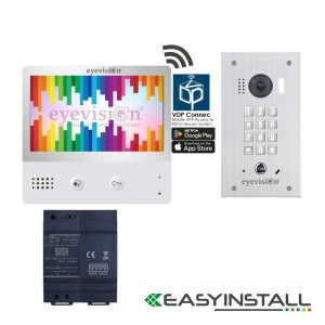 Eyevision® EasyInstall Two-Wire Smart WiFi Video Intercom Flush Mount Keypad Doorbell Camera System
