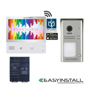 2 Wire Smart Video Intercom System, WiFi Connection, Smart Phone APP, Easy Installation, Non Polarity, 105° Video Camera