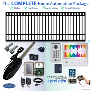 2.5M Ring Top Single Swing Gate, Gate Opener, and Hardware with EasyInstall 2Wire Smartphone Intercom Kit Complete Smart Home Package