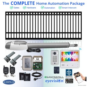 4M Ring Top Extra Heavy Duty Single Swing Gate Opener Kit with EasyInstall 2Wire Smartphone Intercom Kit